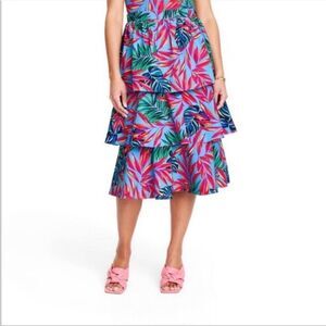 NWT Tabitha Brown x Target Women's Tropical Print Tiered Midi Skirt